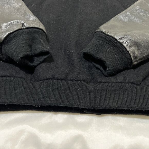 Port Authority Black Jacket Wool Blend Leather Sleeve Size L Aviation PPI Logo - Picture 12 of 12